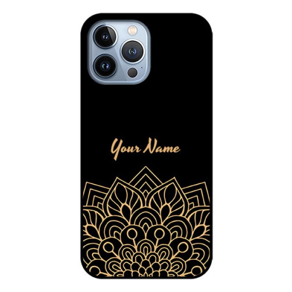 iPhone 13 Pro Max Custom Glass Phone Case - Golden mandala Design