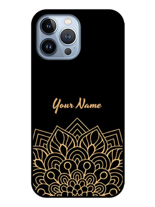 Custom iPhone 13 Pro Max Custom Glass Phone Case - Golden mandala Design