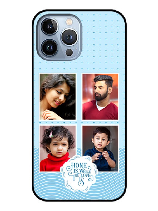 Custom iPhone 13 Pro Max Custom Glass Phone Case - Cute love quote with 4 pic upload Design