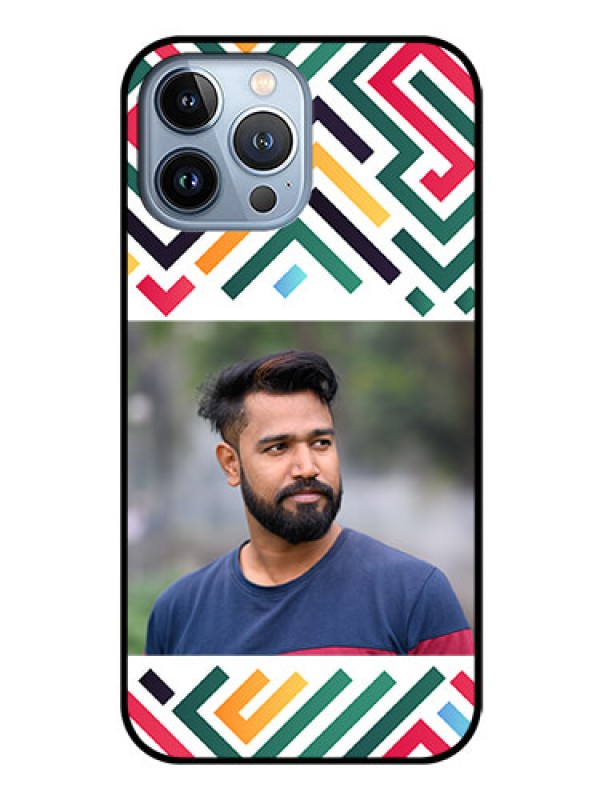Custom iPhone 13 Pro Max Personalized Glass Phone Case - Colorful Maze Pattern Design