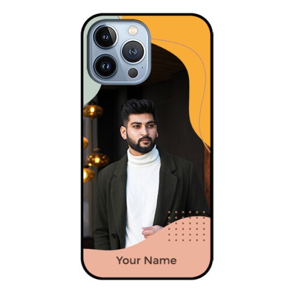iPhone 13 Pro Max Personalized Glass Phone Case - Tri-coloured overlay design iPhone 13 Pro Max Personalized Glass Phone Case - Tri-coloured overlay design