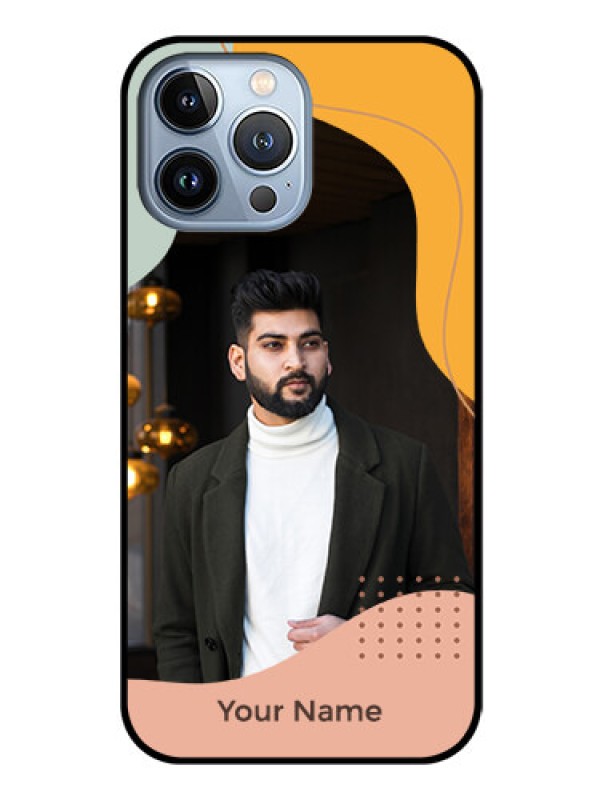 Custom iPhone 13 Pro Max Personalized Glass Phone Case - Tri-coloured overlay design