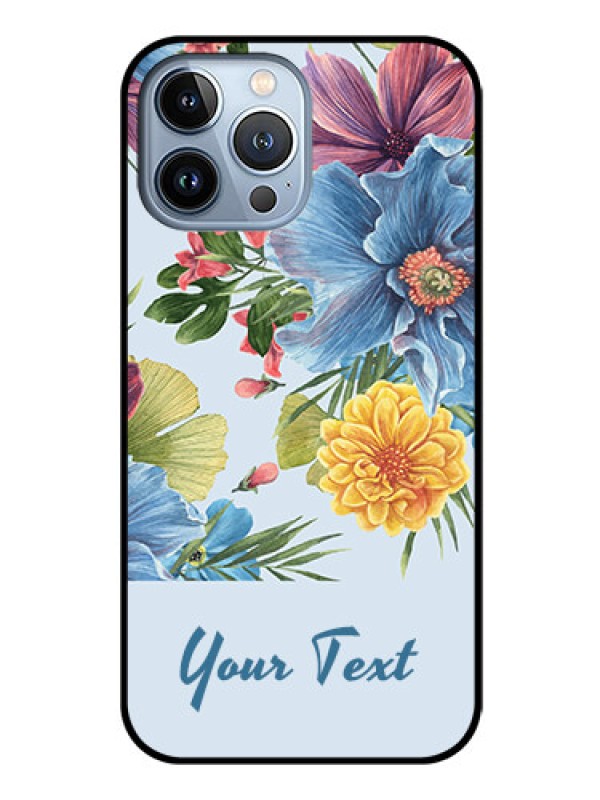 Custom iPhone 13 Pro Max Custom Glass Mobile Case - Stunning Watercolored Flowers Painting Design