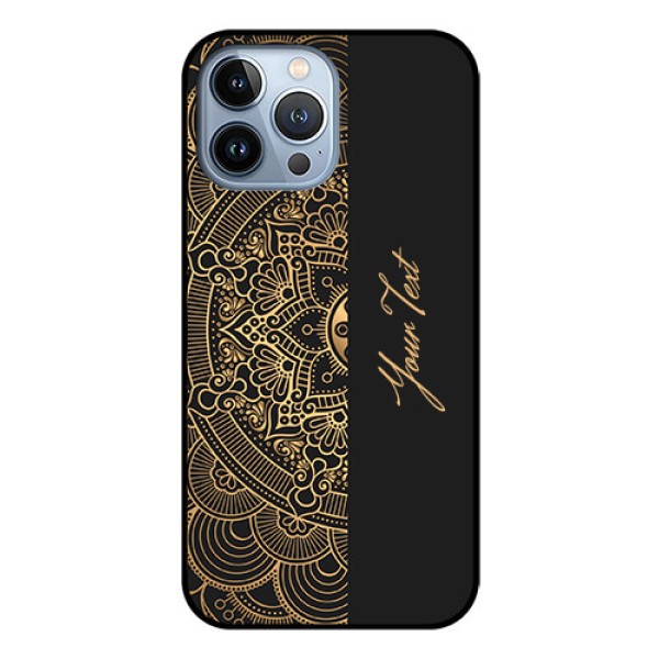 iPhone 13 Pro Max Photo Printing on Glass Case - Mandala art with custom text Design iPhone 13 Pro Max Photo Printing on Glass Case - Mandala art with custom text Design