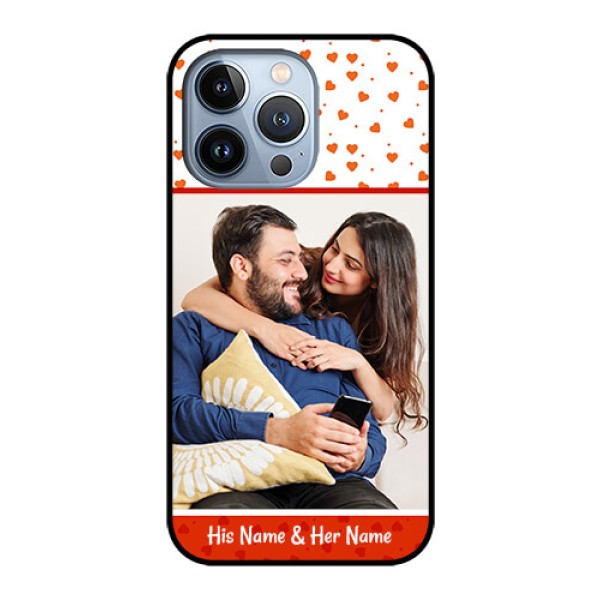 iPhone 13 Pro Custom Glass Phone Case - Orange Love Symbol Design iPhone 13 Pro Custom Glass Phone Case - Orange Love Symbol Design