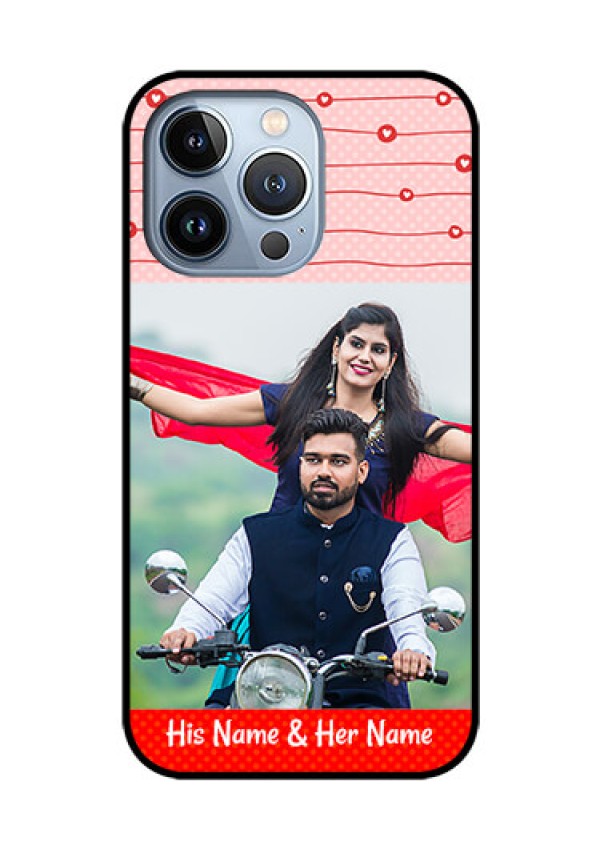 iPhone 13 Pro Personalized Glass Phone Case - Red Pattern Case Design