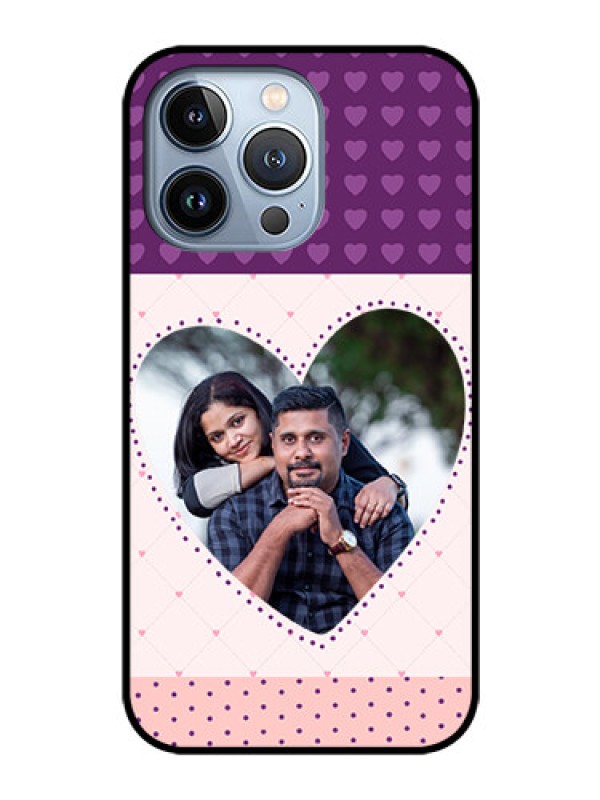 Custom iPhone 13 Pro Custom Glass Phone Case - Violet Love Dots Design