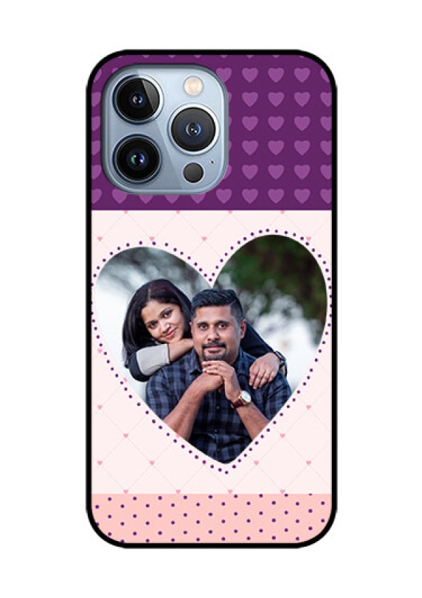iPhone 13 Pro Custom Glass Phone Case - Violet Love Dots Design