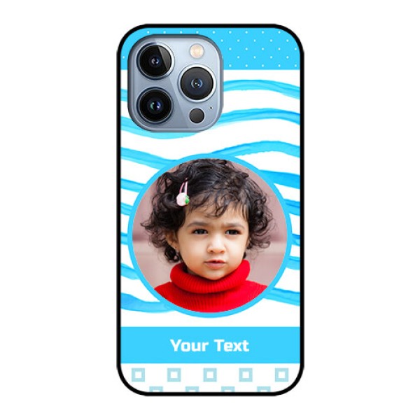 iPhone 13 Pro Custom Glass Phone Case - Simple Blue Case Design iPhone 13 Pro Custom Glass Phone Case - Simple Blue Case Design