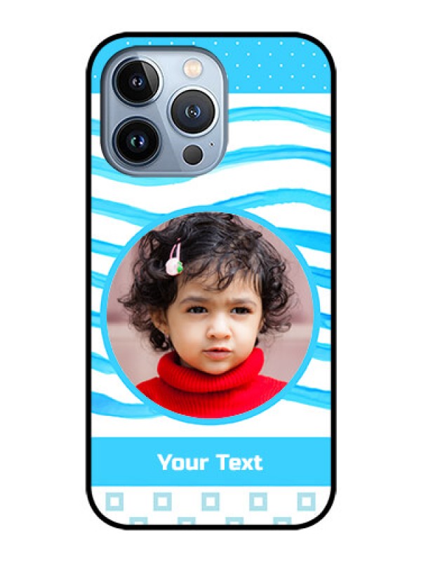Custom iPhone 13 Pro Custom Glass Phone Case - Simple Blue Case Design