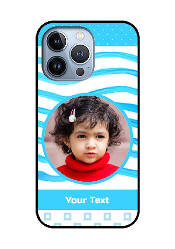 iPhone 13 Pro Custom Glass Phone Case - Simple Blue Case Design