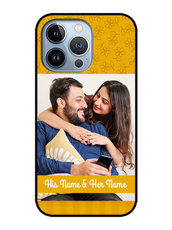 Custom iPhone 13 Pro Custom Glass Mobile Case - Yellow Floral Design