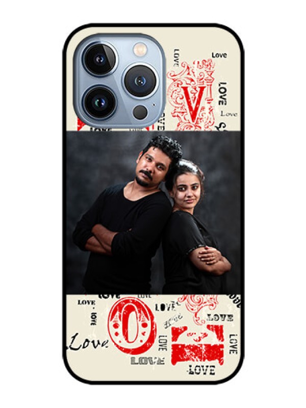 Custom iPhone 13 Pro Photo Printing on Glass Case - Trendy Love Design Case