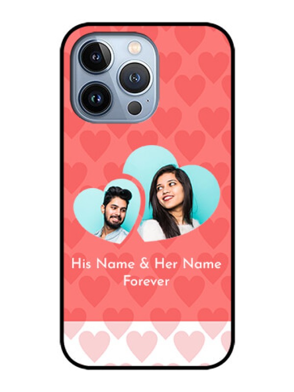 Custom iPhone 13 Pro Personalized Glass Phone Case - Couple Pic Upload Design