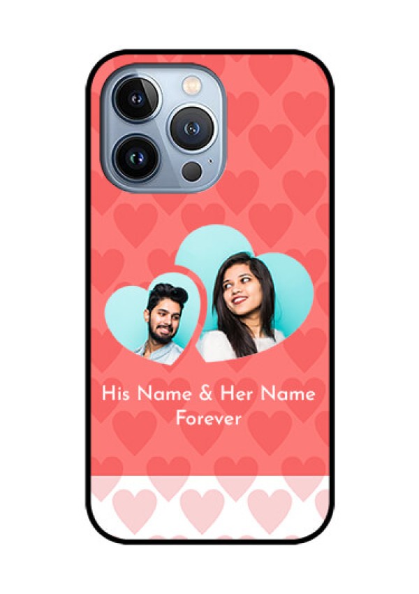 iPhone 13 Pro Personalized Glass Phone Case - Couple Pic Upload Design