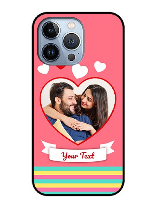 Custom iPhone 13 Pro Photo Printing on Glass Case - Love Doodle Design