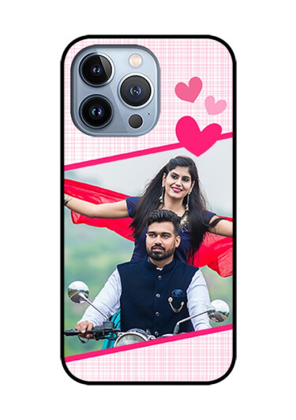 iPhone 13 Pro Custom Glass Phone Case - Love Shape Heart Design