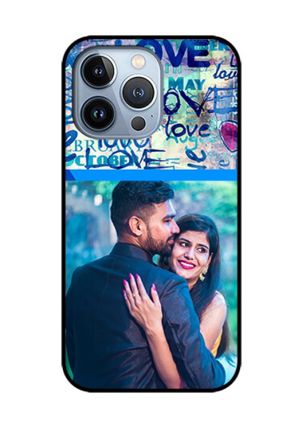 iPhone 13 Pro Custom Glass Mobile Case - Colorful Love Design