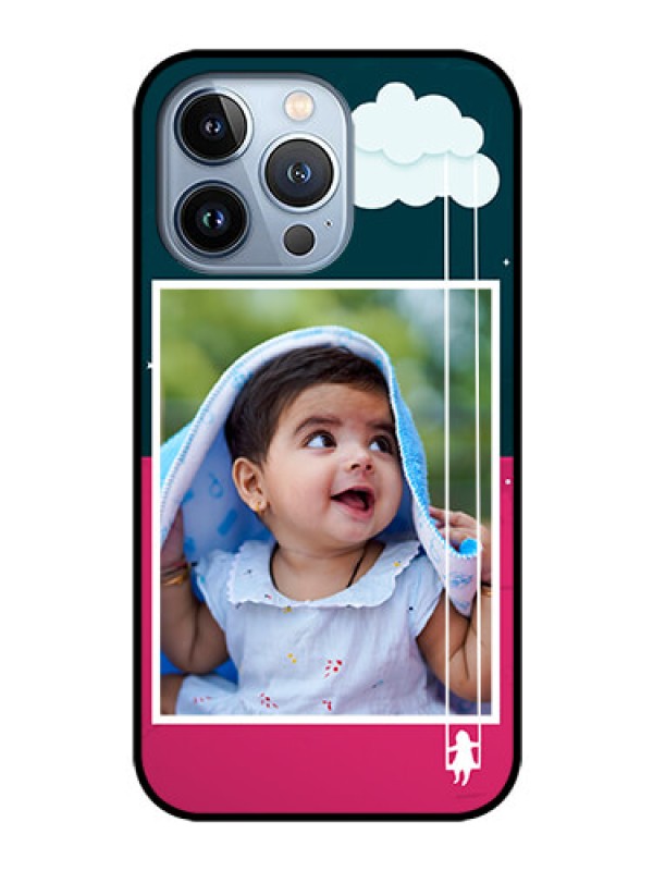 Custom iPhone 13 Pro Custom Glass Phone Case - Cute Girl with Cloud Design
