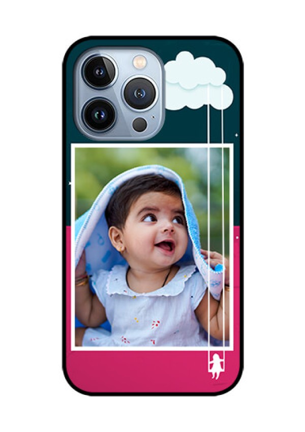 iPhone 13 Pro Custom Glass Phone Case - Cute Girl with Cloud Design