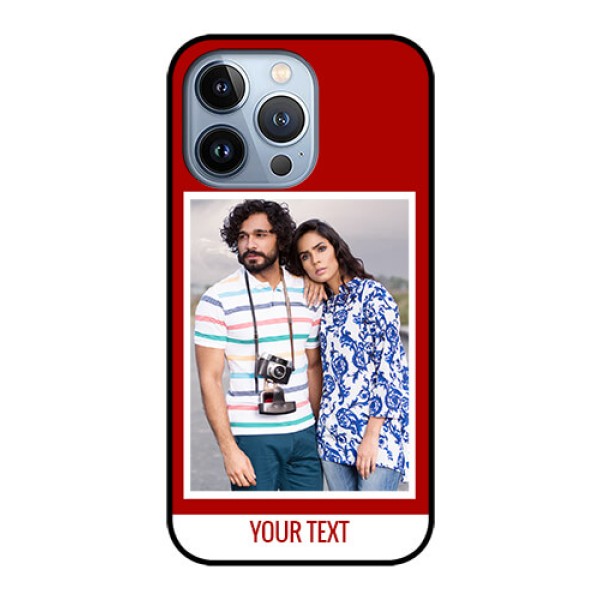 iPhone 13 Pro Personalized Glass Phone Case - Simple Red Color Design