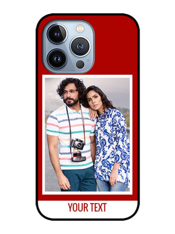 Custom iPhone 13 Pro Personalized Glass Phone Case - Simple Red Color Design