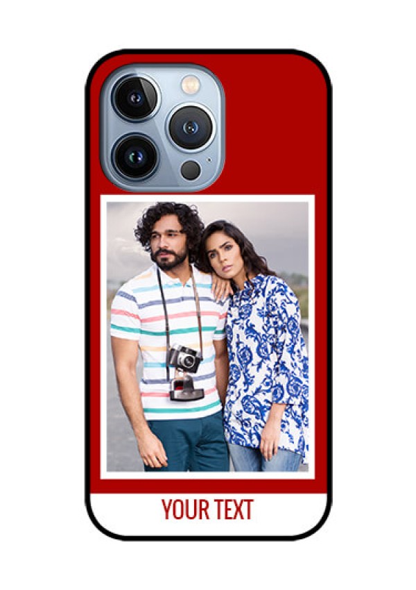 iPhone 13 Pro Personalized Glass Phone Case - Simple Red Color Design