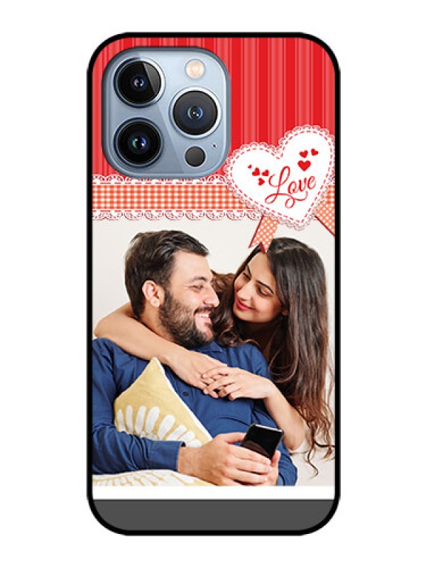 Custom iPhone 13 Pro Custom Glass Mobile Case - Red Love Pattern Design