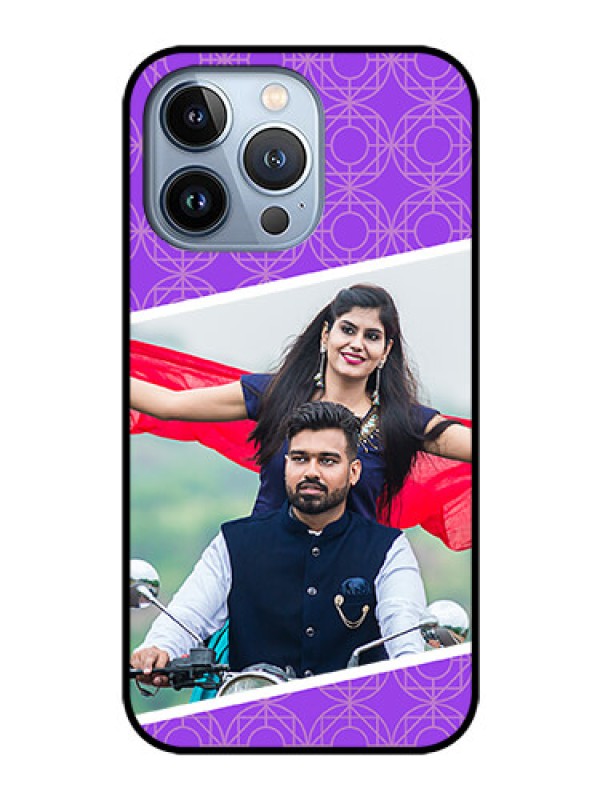 Custom iPhone 13 Pro Custom Glass Phone Case - Violet Pattern Design