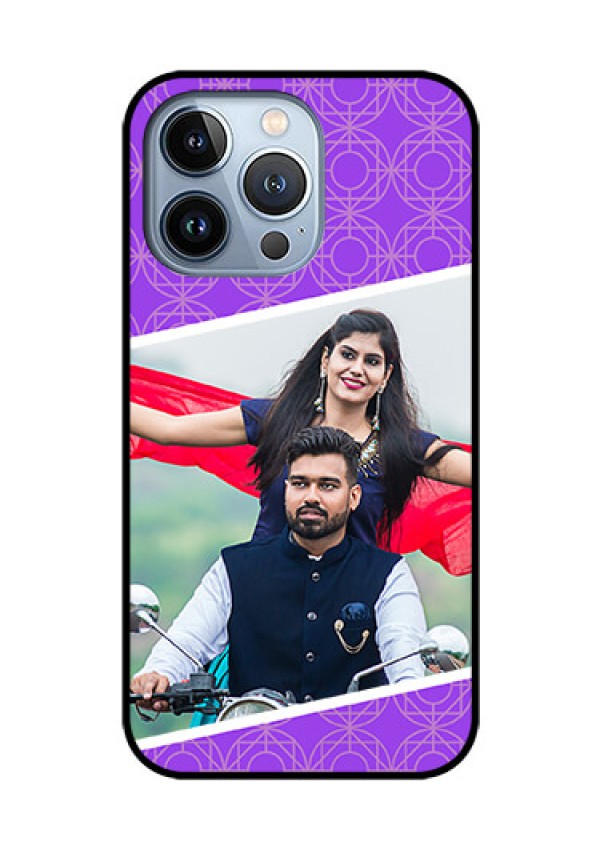 iPhone 13 Pro Custom Glass Phone Case - Violet Pattern Design