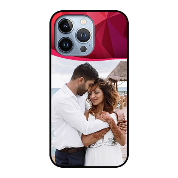 iPhone 13 Pro Custom Glass Mobile Case - Red Abstract Design