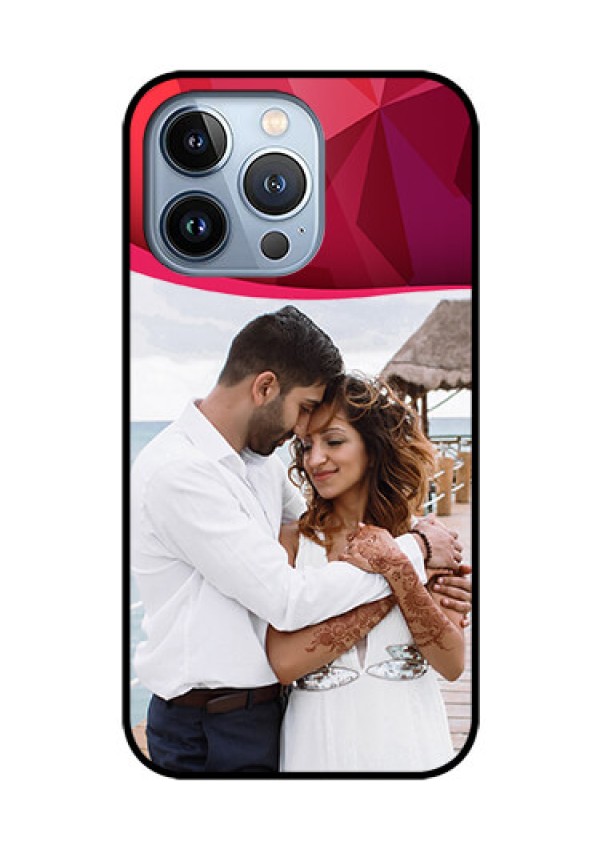 iPhone 13 Pro Custom Glass Mobile Case - Red Abstract Design