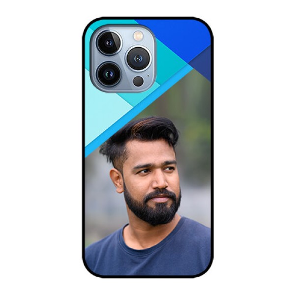 iPhone 13 Pro Custom Glass Phone Case - Blue Pattern Design