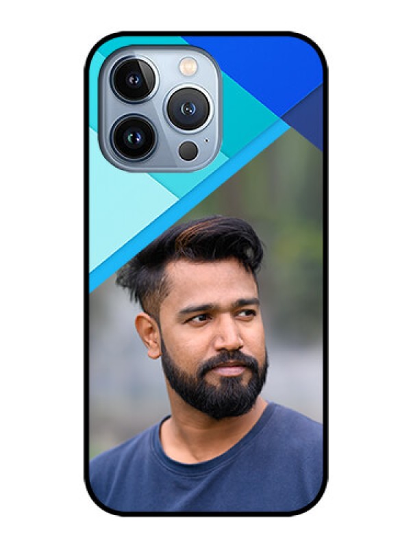 Custom iPhone 13 Pro Custom Glass Phone Case - Blue Pattern Design