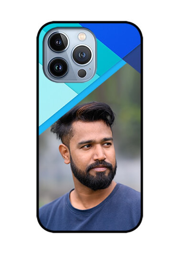 iPhone 13 Pro Custom Glass Phone Case - Blue Pattern Design