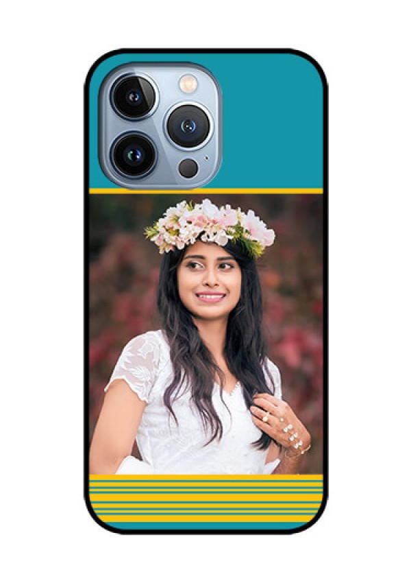 iPhone 13 Pro Custom Glass Phone Case - Yellow & Blue Design
