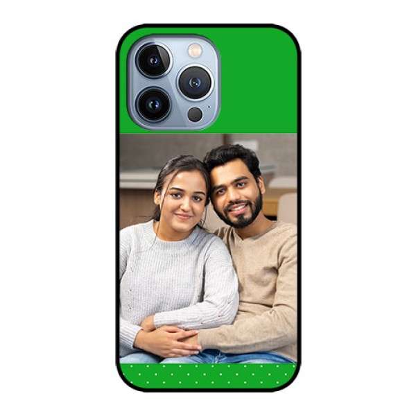 iPhone 13 Pro Personalized Glass Phone Case - Green Pattern Design