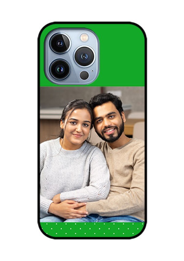 iPhone 13 Pro Personalized Glass Phone Case - Green Pattern Design
