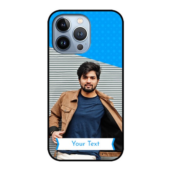 iPhone 13 Pro Photo Printing on Glass Case - Simple Blue Color Design