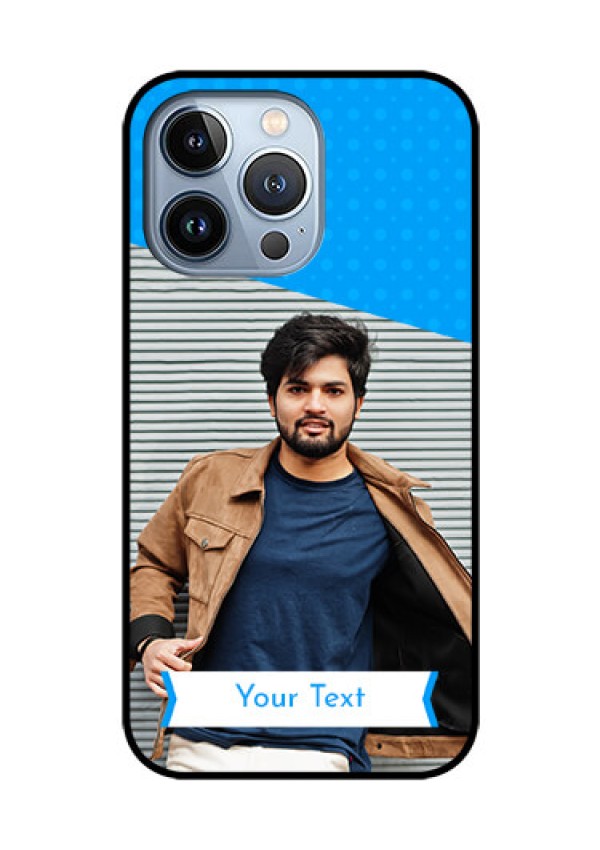 iPhone 13 Pro Photo Printing on Glass Case - Simple Blue Color Design