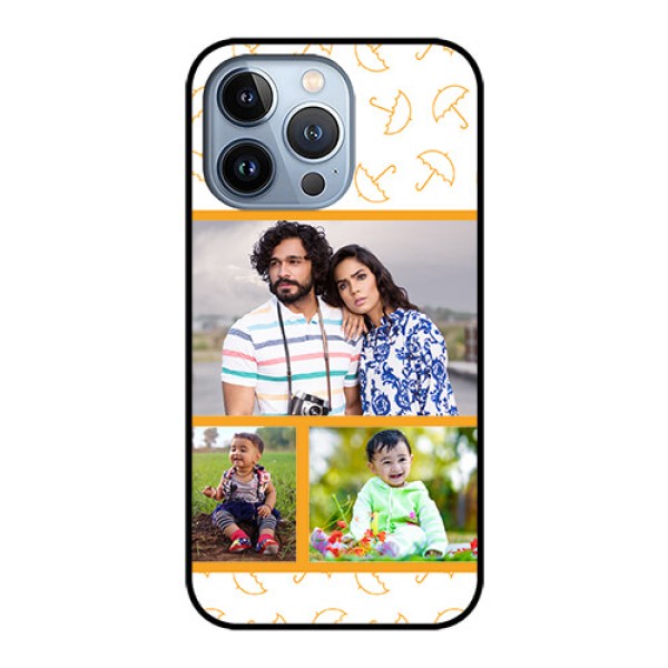 iPhone 13 Pro Custom Glass Mobile Case - Yellow Pattern Design
