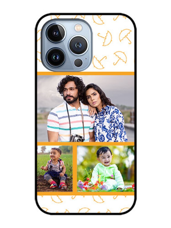 Custom iPhone 13 Pro Custom Glass Mobile Case - Yellow Pattern Design