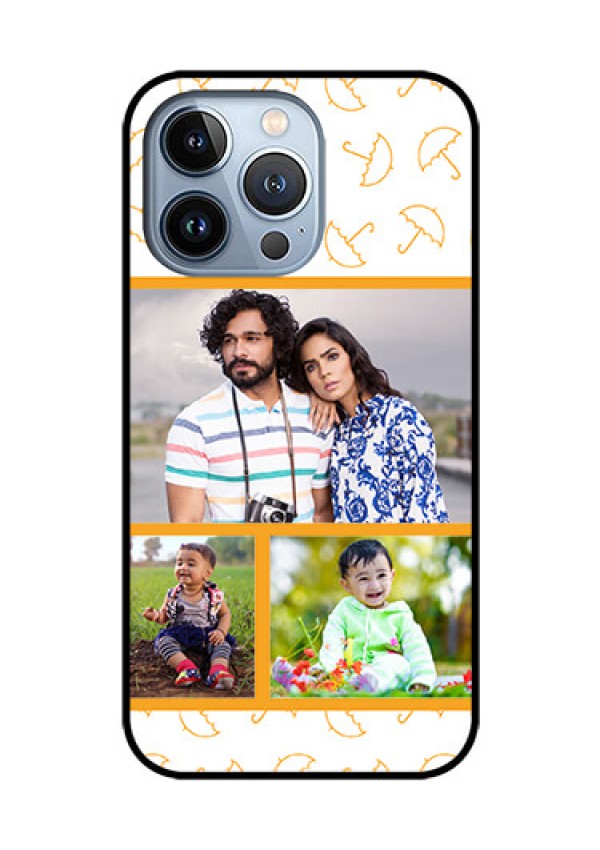 iPhone 13 Pro Custom Glass Mobile Case - Yellow Pattern Design