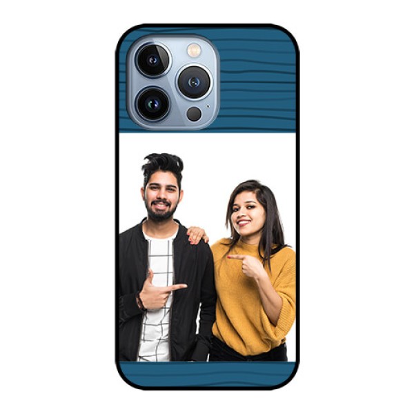 iPhone 13 Pro Custom Glass Phone Case - Blue Pattern Cover Design