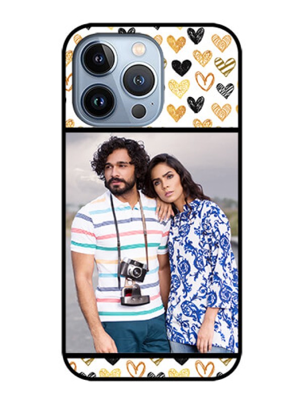 Custom iPhone 13 Pro Photo Printing on Glass Case - Love Symbol Design
