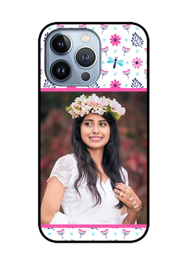 iPhone 13 Pro Photo Printing on Glass Case - Colorful Flower Design