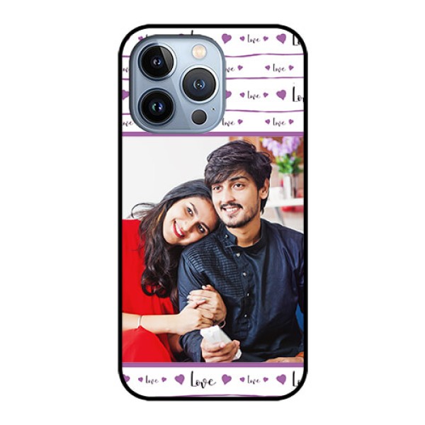 iPhone 13 Pro Custom Glass Mobile Case - Couples Heart Design