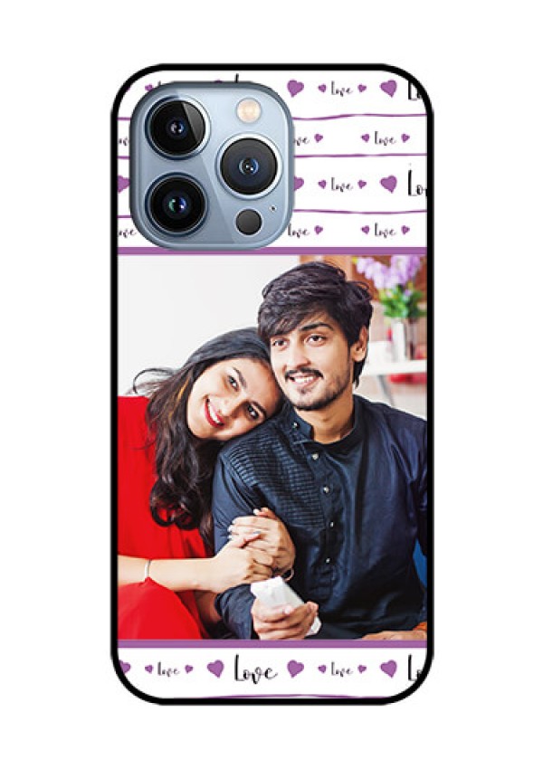iPhone 13 Pro Custom Glass Mobile Case - Couples Heart Design
