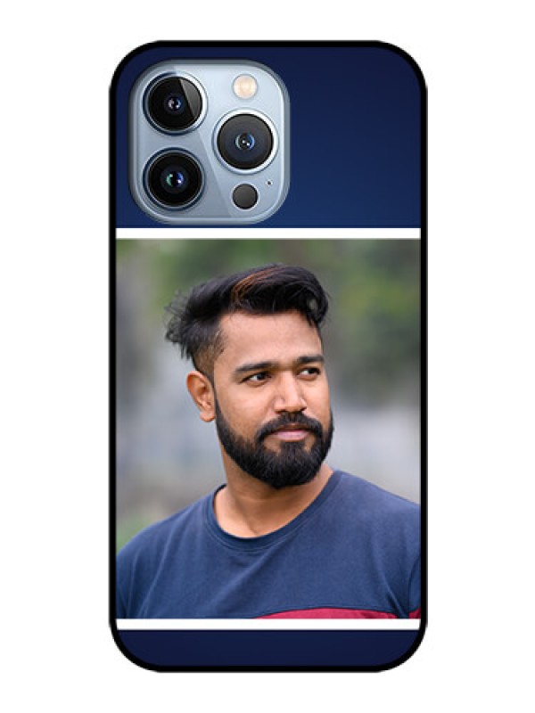 Custom iPhone 13 Pro Personalized Glass Phone Case - Simple Royal Blue Design