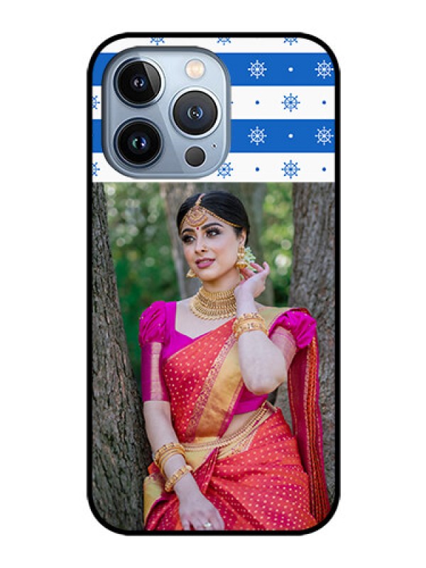 Custom iPhone 13 Pro Photo Printing on Glass Case - Snow Pattern Design